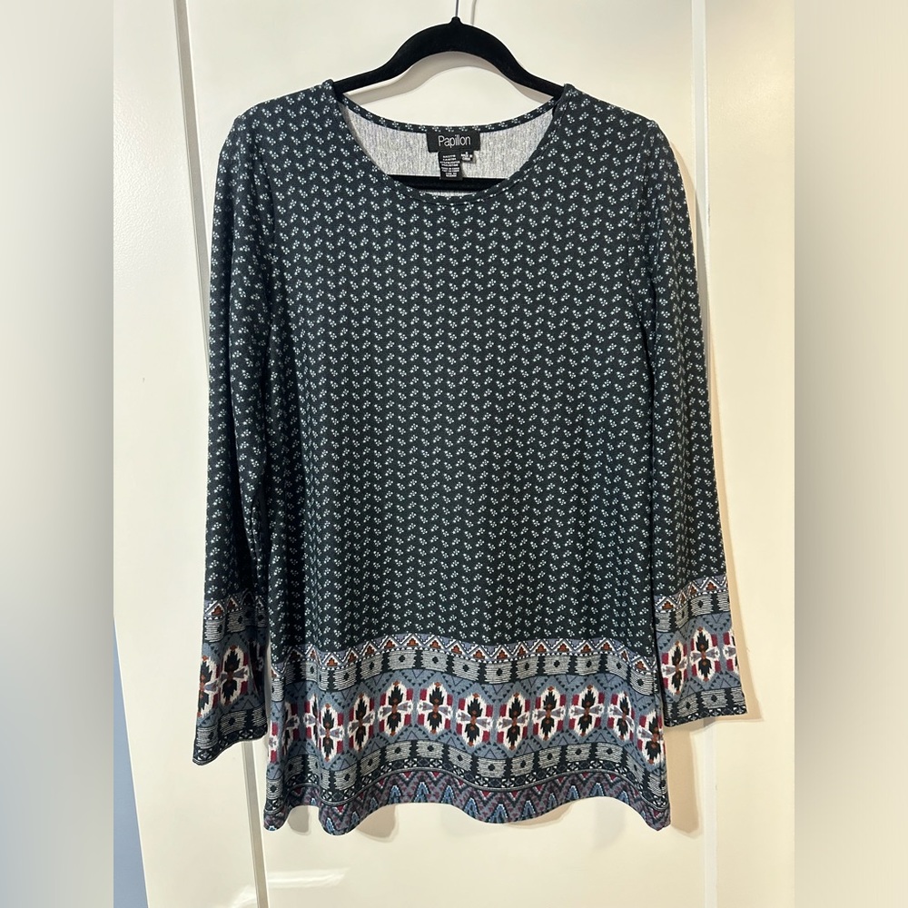 Papillon tunic long sleeve top EUC boho bohemian chic
